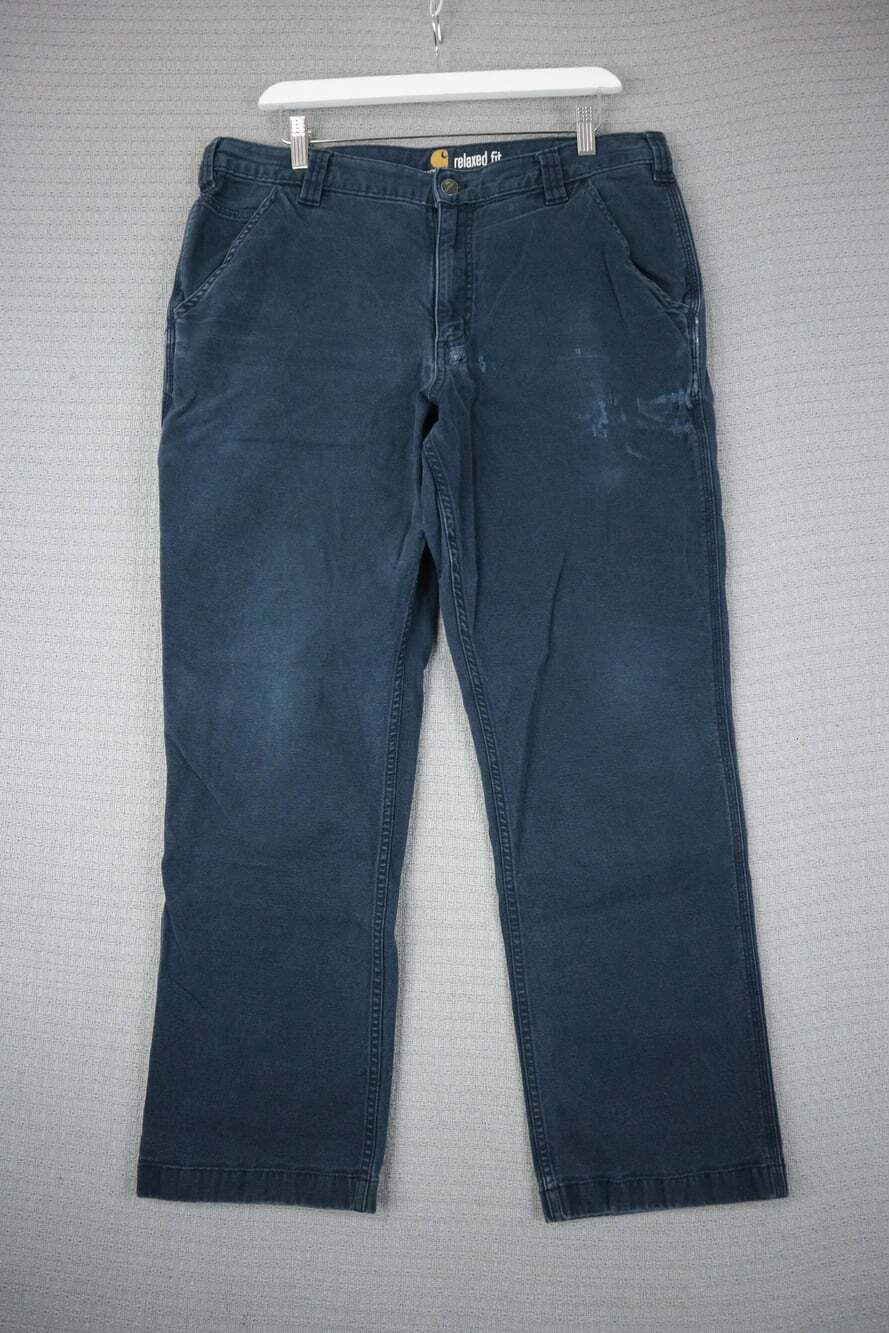 Carhartt Relaxed Fit Canvas Work Pants Navy Blue Men Size 36x30 Utility Durable